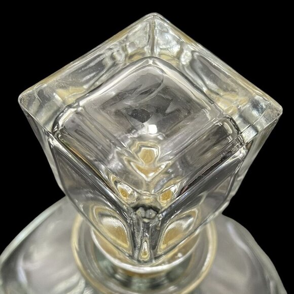 Vintage 1970s Bormioli Rocco Italy Whiskey Decanter Clear Glass Square MCM - Picture 4 of 8